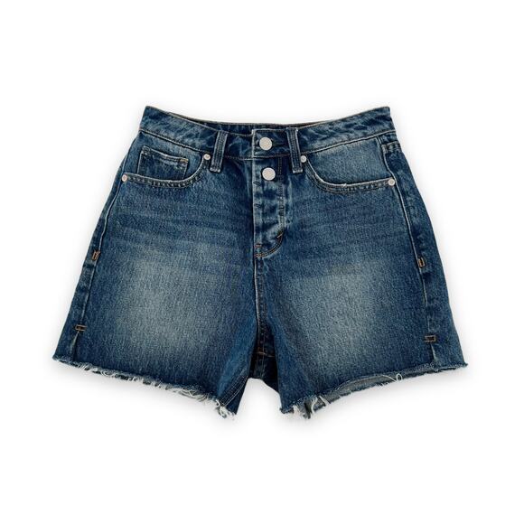 Habitual Maddie High-Waisted Button Fly Denim Raw Hem Cutoff Shorts 24 - Picture 3 of 12